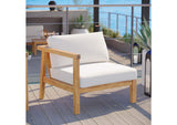 EEI-4128-NAT-WHI Bayport Outdoor Patio Teak Wood Left-Arm Chair By Modway