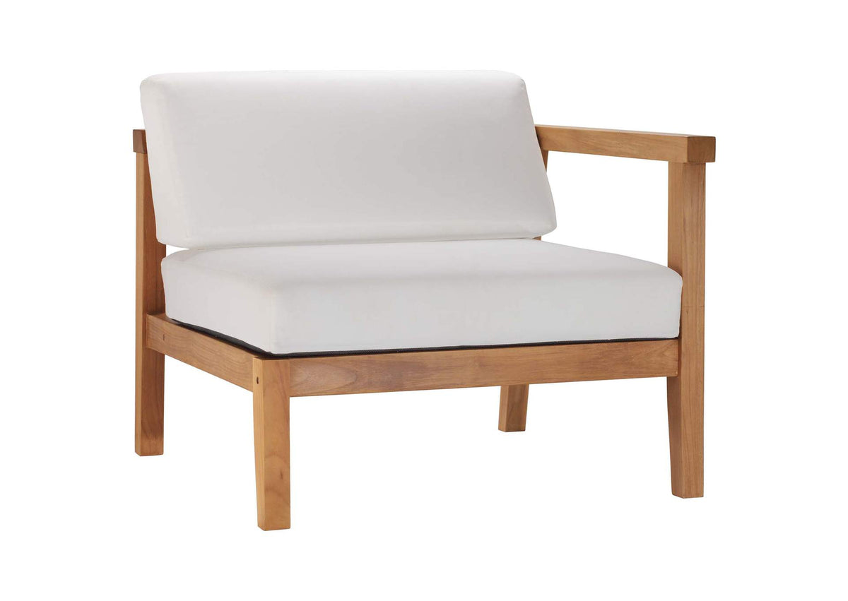 EEI-4129-NAT-WHI Bayport Outdoor Patio Teak Wood Right-Arm Chair By Modway