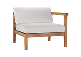 EEI-4129-NAT-WHI Bayport Outdoor Patio Teak Wood Right-Arm Chair By Modway