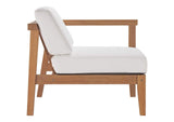 EEI-4129-NAT-WHI Bayport Outdoor Patio Teak Wood Right-Arm Chair By Modway
