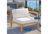 EEI-4129-NAT-WHI Bayport Outdoor Patio Teak Wood Right-Arm Chair By Modway
