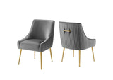 EEI-4149-GRY Discern Pleated Back Upholstered Performance Velvet Dining Chair Set Of 2 By Modway