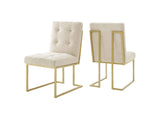 EEI-4151-GLD-BEI Privy Gold Stainless Steel Upholstered Fabric Dining Accent Chair Set Of 2 By Modway