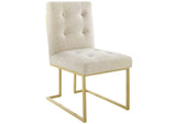 EEI-4151-GLD-BEI Privy Gold Stainless Steel Upholstered Fabric Dining Accent Chair Set Of 2 By Modway