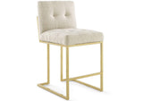 EEI-4154-GLD-BEI Privy Gold Stainless Steel Upholstered Fabric Counter Stool Set Of 2 By Modway