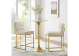 EEI-4154-GLD-BEI Privy Gold Stainless Steel Upholstered Fabric Counter Stool Set Of 2 By Modway
