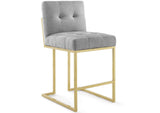 EEI-4154-GLD-LGR Privy Gold Stainless Steel Upholstered Fabric Counter Stool Set Of 2 By Modway