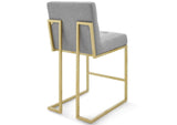 EEI-4154-GLD-LGR Privy Gold Stainless Steel Upholstered Fabric Counter Stool Set Of 2 By Modway