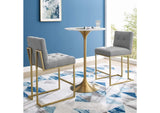 EEI-4154-GLD-LGR Privy Gold Stainless Steel Upholstered Fabric Counter Stool Set Of 2 By Modway