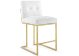 EEI-4154-GLD-WHI Privy Gold Stainless Steel Upholstered Fabric Counter Stool Set Of 2 By Modway