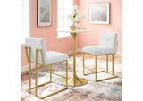 EEI-4154-GLD-WHI Privy Gold Stainless Steel Upholstered Fabric Counter Stool Set Of 2 By Modway