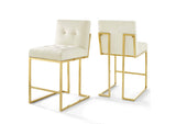 EEI-4155-GLD-IVO Privy Gold Stainless Steel Performance Velvet Counter Stool Set Of 2 By Modway