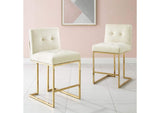 EEI-4155-GLD-IVO Privy Gold Stainless Steel Performance Velvet Counter Stool Set Of 2 By Modway