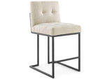 EEI-4156-BLK-BEI Privy Black Stainless Steel Upholstered Fabric Counter Stool Set Of 2 By Modway