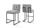 EEI-4156-BLK-LGR Privy Black Stainless Steel Upholstered Fabric Counter Stool Set Of 2 By Modway