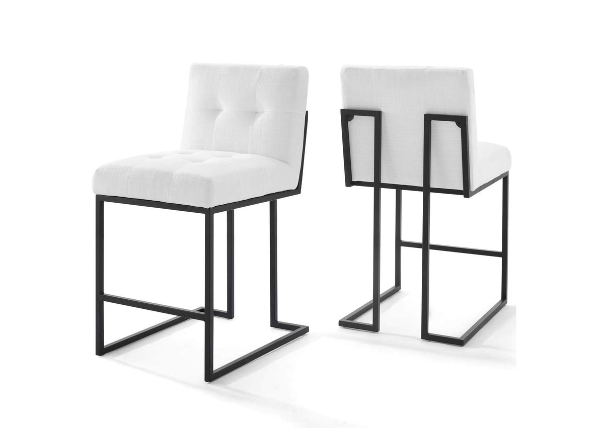 EEI-4156-BLK-WHI Privy Black Stainless Steel Upholstered Fabric Counter Stool Set Of 2 By Modway