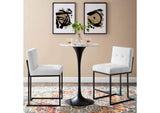EEI-4156-BLK-WHI Privy Black Stainless Steel Upholstered Fabric Counter Stool Set Of 2 By Modway