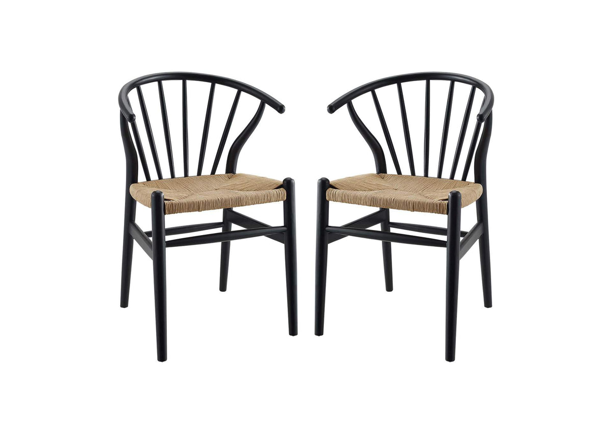 EEI-4168-BLK Flourish Spindle Wood Dining Side Chair Set Of 2 By Modway