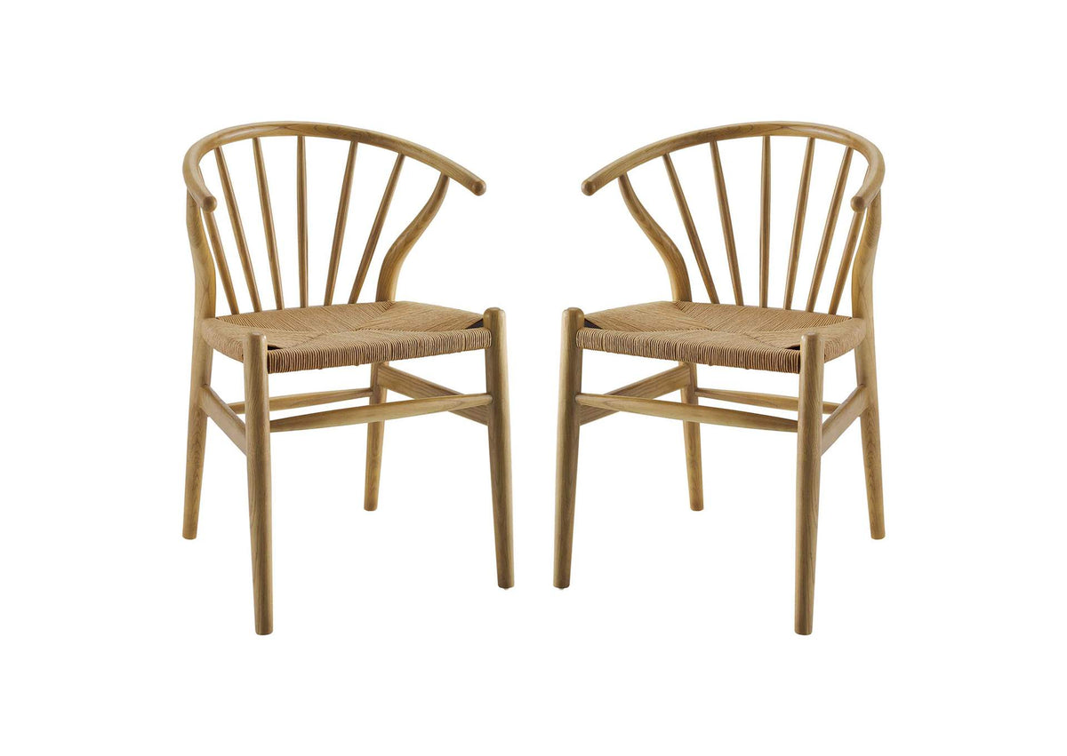 EEI-4168-NAT Flourish Spindle Wood Dining Side Chair Set Of 2 By Modway