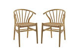 EEI-4168-NAT Flourish Spindle Wood Dining Side Chair Set Of 2 By Modway
