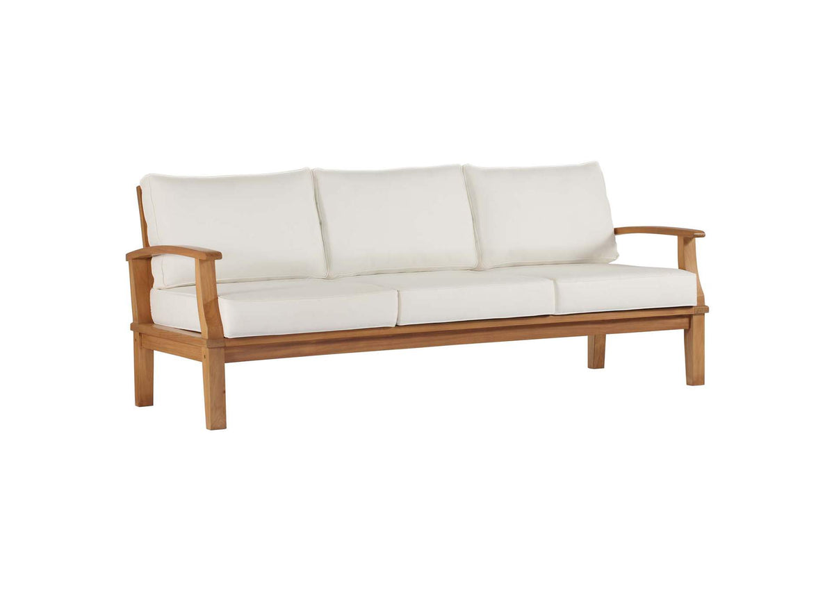 EEI-4176-NAT-WHI Marina Outdoor Patio Teak Sofa By Modway