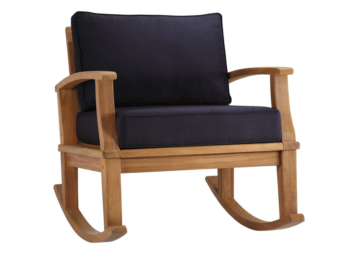 EEI-4177-NAT-NAV Marina Outdoor Patio Teak Rocking Chair By Modway