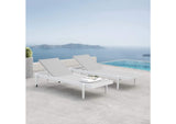 EEI-4204-WHI-GRY Charleston Outdoor Patio Aluminum Chaise Lounge Chair Set Of 2 By Modway