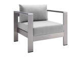 EEI-4225-SLV-GRY Shore Sunbrella® Fabric Aluminum Outdoor Patio Armchair By Modway