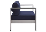 EEI-4225-SLV-NAV Shore Sunbrella® Fabric Aluminum Outdoor Patio Armchair By Modway