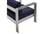 EEI-4225-SLV-NAV Shore Sunbrella® Fabric Aluminum Outdoor Patio Armchair By Modway