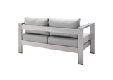 EEI-4226-SLV-GRY Shore Sunbrella® Fabric Aluminum Outdoor Patio Loveseat By Modway