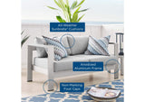 EEI-4226-SLV-GRY Shore Sunbrella® Fabric Aluminum Outdoor Patio Loveseat By Modway