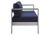 EEI-4226-SLV-NAV Shore Sunbrella® Fabric Aluminum Outdoor Patio Loveseat By Modway