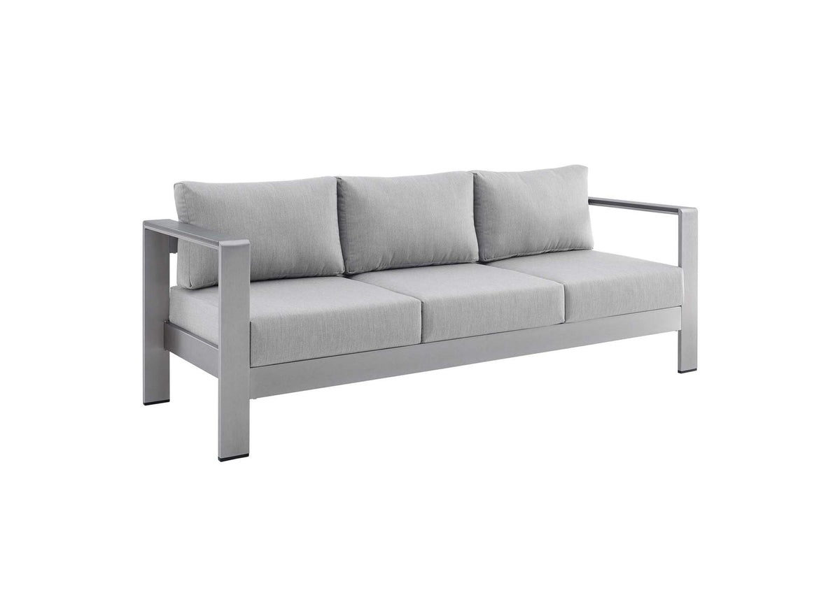 EEI-4228-SLV-GRY Shore Sunbrella® Fabric Aluminum Outdoor Patio Sofa By Modway