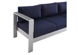 EEI-4228-SLV-NAV Shore Sunbrella® Fabric Aluminum Outdoor Patio Sofa By Modway