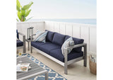 EEI-4228-SLV-NAV Shore Sunbrella® Fabric Aluminum Outdoor Patio Sofa By Modway