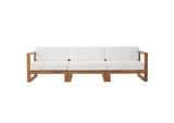 EEI-4254-NAT-WHI-SET Upland 3-Piece Outdoor Patio Teak Wood Sectional Sofa Set By Modway