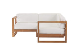 EEI-4255-NAT-WHI-SET Upland 3-Piece Outdoor Patio Teak Wood Sectional Sofa Set By Modway