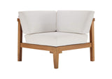 EEI-4258-NAT-WHI-SET Bayport 3-Piece Outdoor Patio Teak Wood Sectional Sofa Set By Modway