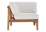 EEI-4258-NAT-WHI-SET Bayport 3-Piece Outdoor Patio Teak Wood Sectional Sofa Set By Modway