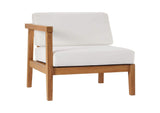 EEI-4258-NAT-WHI-SET Bayport 3-Piece Outdoor Patio Teak Wood Sectional Sofa Set By Modway
