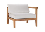 EEI-4258-NAT-WHI-SET Bayport 3-Piece Outdoor Patio Teak Wood Sectional Sofa Set By Modway