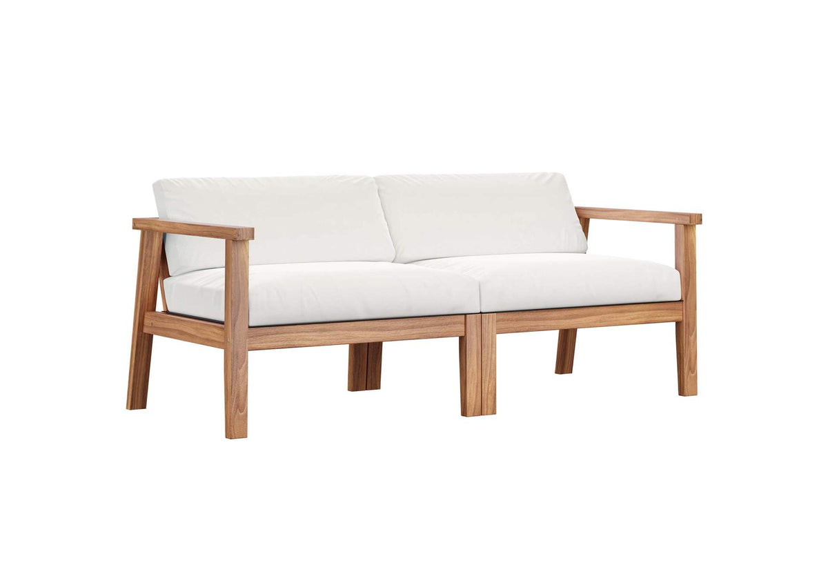 EEI-4259-NAT-WHI-SET Bayport Outdoor Patio Teak Wood 2-Seater Loveseat By Modway