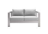 EEI-4313-SLV-GRY-SET Shore 3 Piece Sunbrella® Fabric Outdoor Patio Aluminum Set By Modway