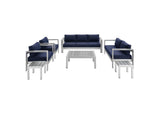 EEI-4322-SLV-NAV-SET Shore 7 Piece Sunbrella® Fabric Outdoor Patio Aluminum Set By Modway