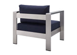 EEI-4322-SLV-NAV-SET Shore 7 Piece Sunbrella® Fabric Outdoor Patio Aluminum Set By Modway