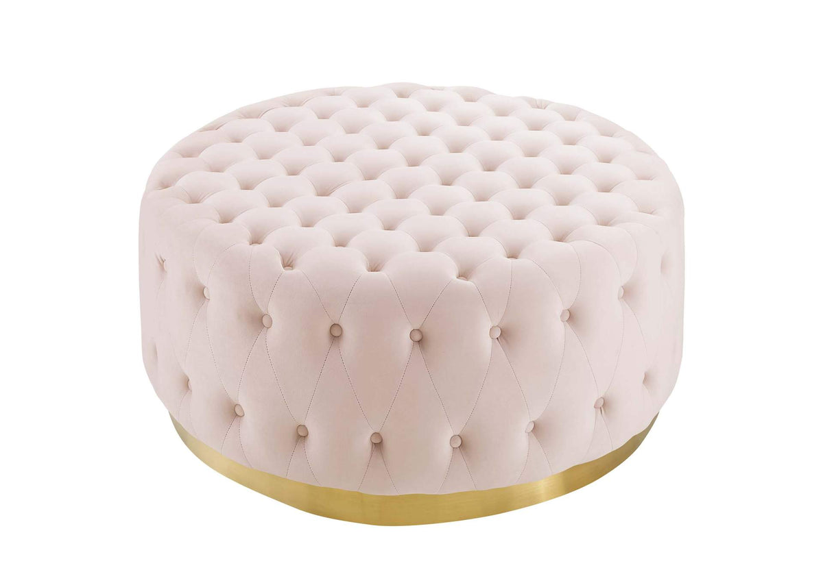 EEI-4326-PNK Ensconce Tufted Performance Velvet Round Ottoman By Modway