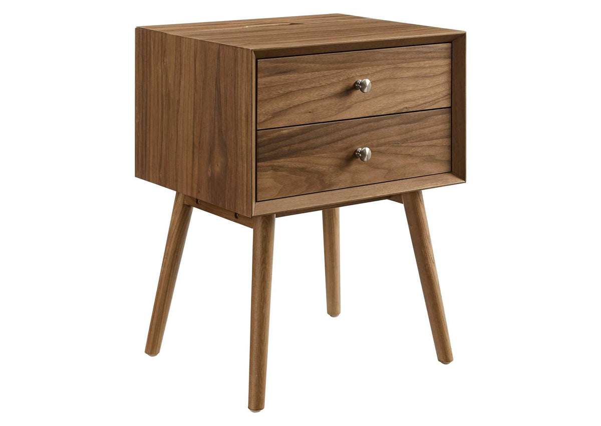EEI-4343-WAL-WAL Ember Wood Nightstand With USB Ports By Modway