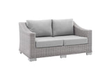 EEI-4355-LGR-GRY Conway 4-Piece Sunbrella® Outdoor Patio Wicker Rattan Furniture Set By Modway