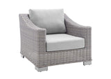 EEI-4355-LGR-GRY Conway 4-Piece Sunbrella® Outdoor Patio Wicker Rattan Furniture Set By Modway